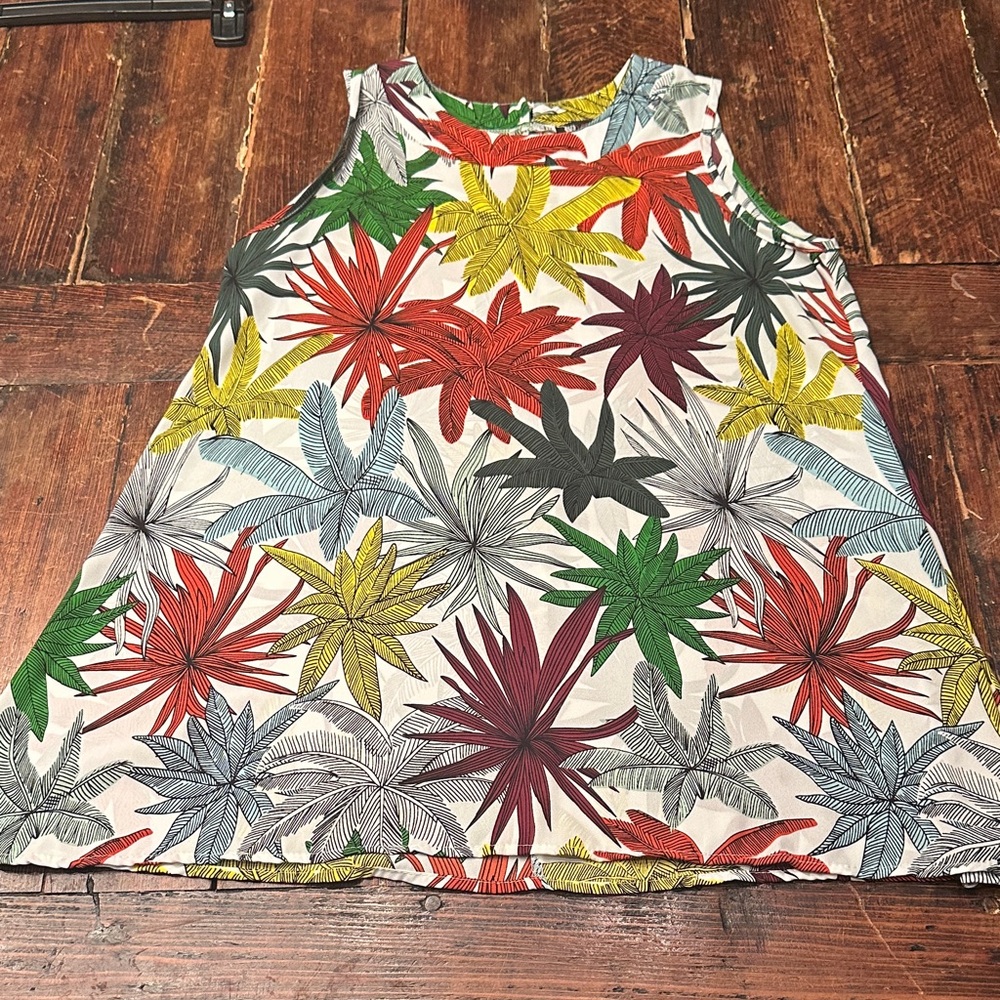 Vision Colorful Leaf Print Women’s Sleeveless Top